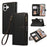 For iPhone 17 Case Multi Card Slots Zipper Leather Phone Cover with Wrist Strap - Black - 1