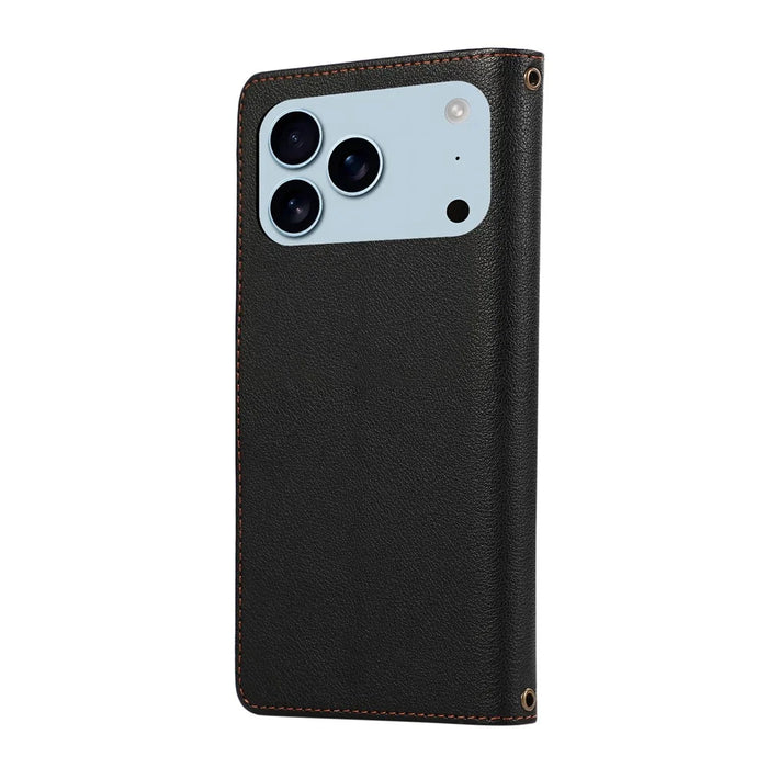 For iPhone 18 Pro Max / 17 Pro Max Case Multi Card Slots Zipper Leather Phone Cover with Wrist Strap - Black - 7