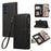 For Samsung Galaxy A36 5G Case Multi Card Slots Zipper Leather Phone Cover with Wrist Strap - Black - 1