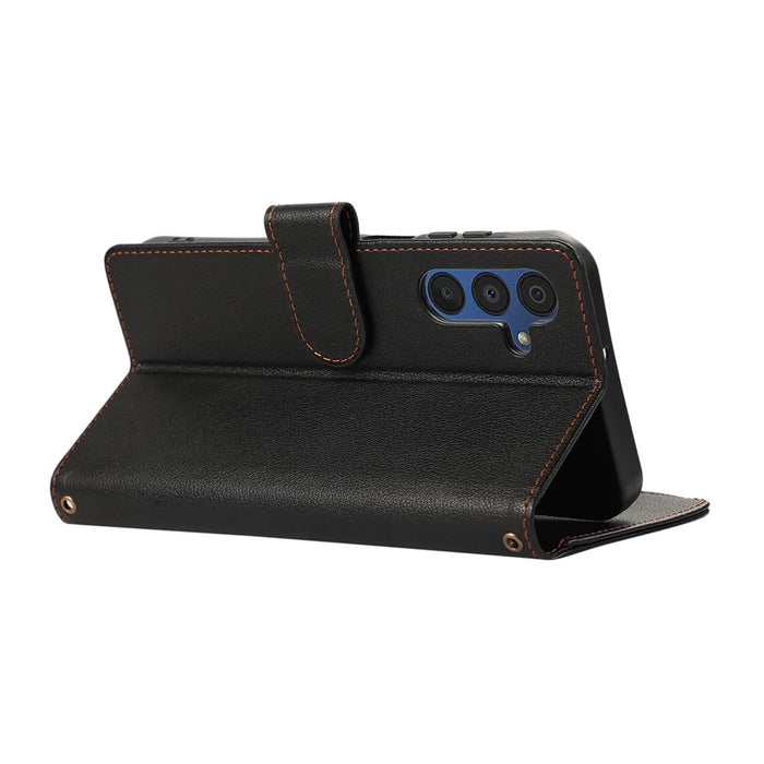 For Samsung Galaxy A36 5G Case Multi Card Slots Zipper Leather Phone Cover with Wrist Strap - Black - 5