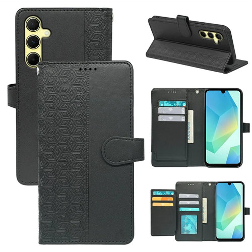 For Samsung Galaxy A18 5G / A18 4G / A17 5G / A17 4G Case with 9 Card Slots Checkered Pattern PU Leather Phone Cover - Black - 1