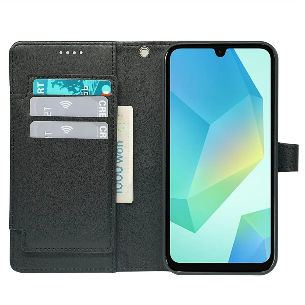 For Samsung Galaxy A18 5G / A18 4G / A17 5G / A17 4G Case with 9 Card Slots Checkered Pattern PU Leather Phone Cover - Black - 2