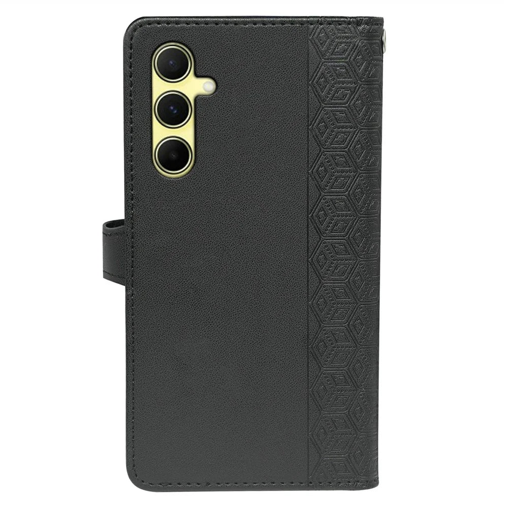 For Samsung Galaxy A18 5G / A18 4G / A17 5G / A17 4G Case with 9 Card Slots Checkered Pattern PU Leather Phone Cover - Black - 7