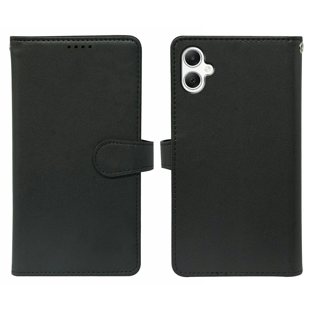 For Samsung Galaxy A08 5G / A08 4G / A07 4G Case with 9 Card Slots PU Leather Stand Phone Cover - Black - 1
