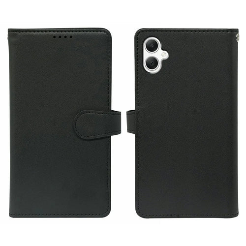 For Samsung Galaxy A08 5G / A08 4G / A07 4G Case with 9 Card Slots PU Leather Stand Phone Cover - Black - 1