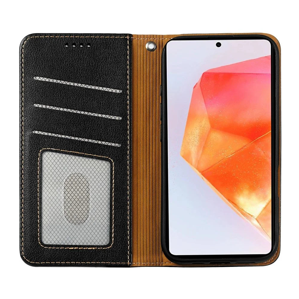 For Samsung Galaxy A18 5G / A18 4G / A17 5G / A17 4G Case Wallet RFID Blocking Leather Phone Cover Strong Magnetic Closure - Black - 2