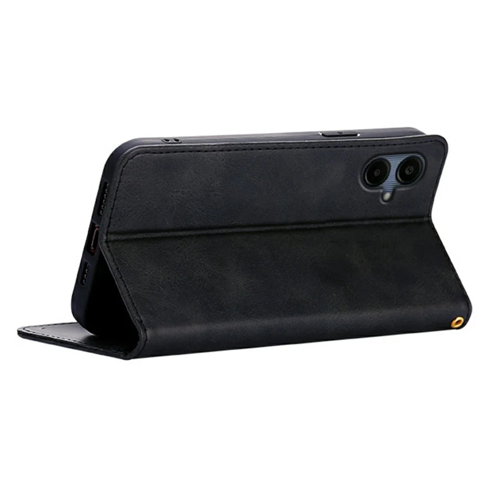 For Samsung Galaxy A08 5G / A08 4G / A07 4G Case Wallet Calf Texture Leather Phone Cover with Hidden Magnetic Closure - Black - 4