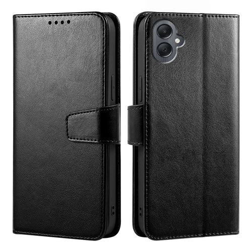 For Samsung Galaxy A08 5G / A08 4G / A07 4G Case Stand Card Holder Wallet Leather Phone Cover - Black - 1