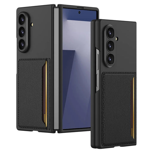 GKK For Samsung Galaxy Z Fold7 5G Case Hard PC Phone Cover with Slim Card Holder, Screen Film - Black - 1