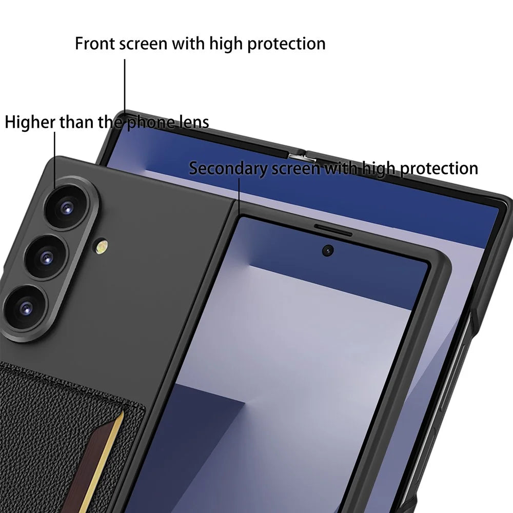 GKK For Samsung Galaxy Z Fold7 5G Case Hard PC Phone Cover with Slim Card Holder, Screen Film - Black - 4
