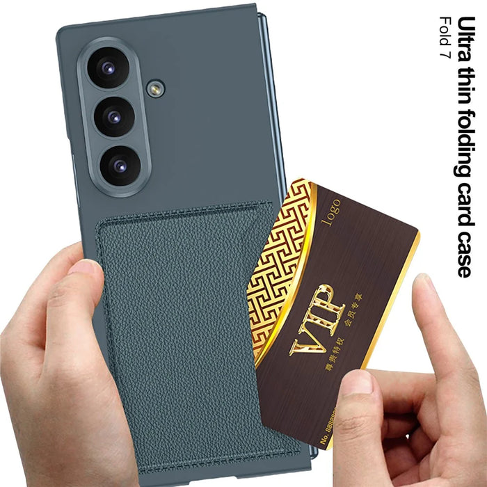GKK For Samsung Galaxy Z Fold7 5G Case Hard PC Phone Cover with Slim Card Holder, Screen Film - Black - 5