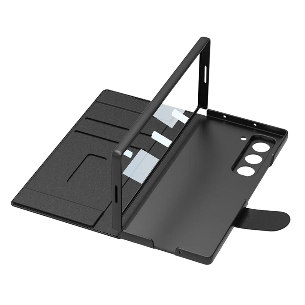 GKK For Samsung Galaxy Z Fold7 5G Kickstand Case Pencil Slot PC+PU Phone Cover with Screen Film - Black - 3