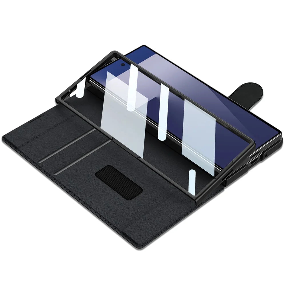 GKK For Samsung Galaxy Z Fold7 5G Kickstand Case Pencil Slot PC+PU Phone Cover with Screen Film - Black - 4