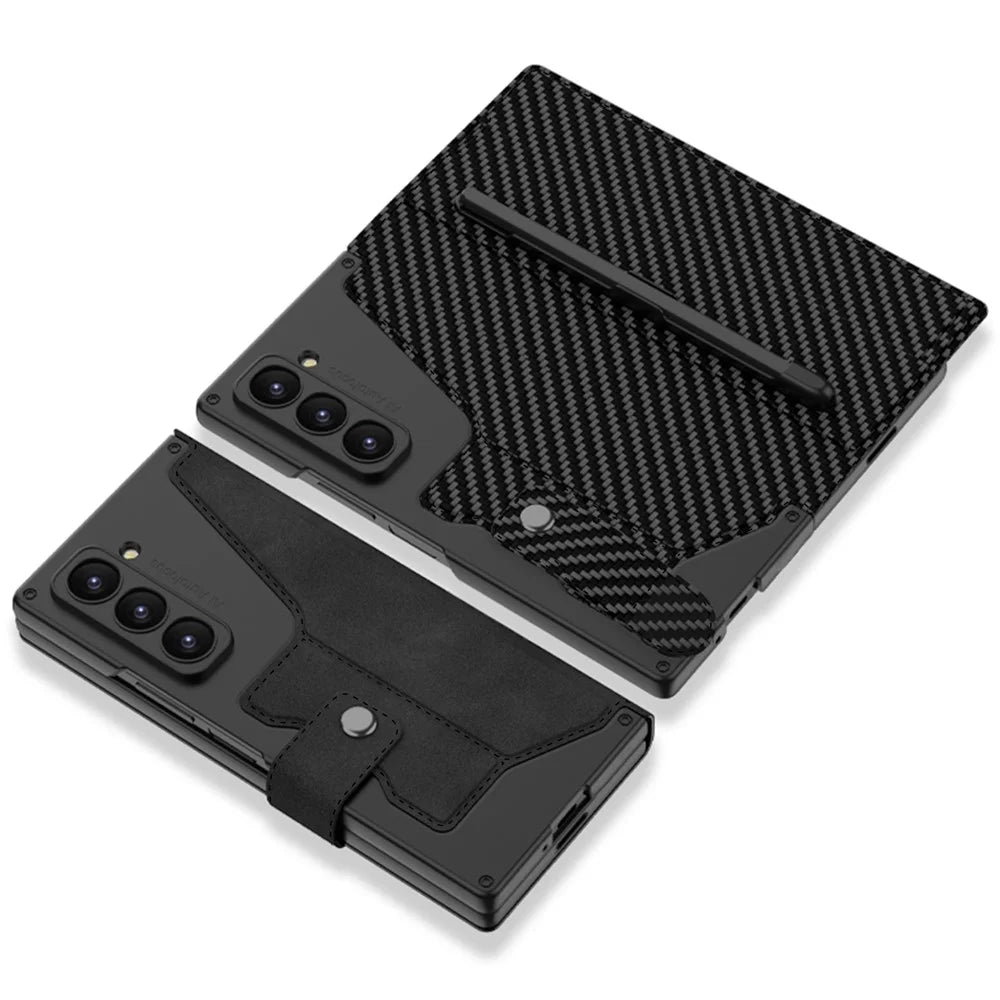 GKK For Samsung Galaxy Z Fold7 5G Kickstand Case Pencil Slot PC+PU Phone Cover with Screen Film - Black - 7