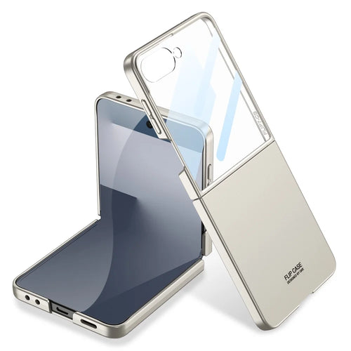 GKK For Samsung Galaxy Z Flip7 5G Case Hard PC Anti-Scratch Phone Cover Small Screen Film - Titanium Grey - 1