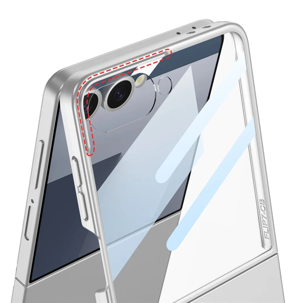 GKK For Samsung Galaxy Z Flip7 5G Case Hard PC Anti-Scratch Phone Cover Small Screen Film - Titanium Grey - 4