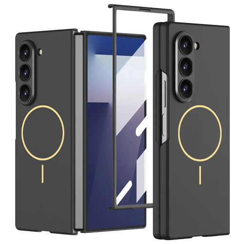 GKK For Samsung Galaxy Z Fold7 5G Magnetic Case Slim Hard PC + Tempered Glass Phone Cover with Screen Film - Black - 1