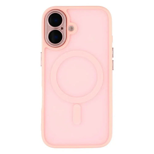 WANLONFENG For iPhone 16 Back Cover Compatible with MagSafe  QB1 Series PC TPU Shockproof Phone Case - Pink - 1