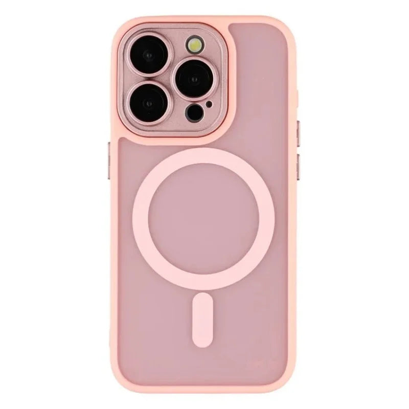 WANLONFENG For iPhone 15 Pro Back Cover Compatible with MagSafe  QB1 Series PC TPU Shockproof Phone Case - Pink - 1