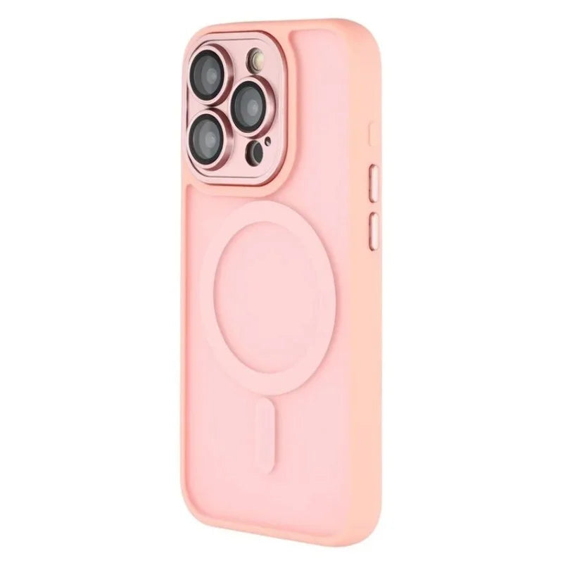 WANLONFENG For iPhone 15 Pro Max Back Cover Compatible with MagSafe  QB1 Series PC TPU Shockproof Phone Case - Pink - 3