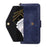 For iPhone 17 Leather Case Magnetic Closure Wallet Stand Phone Cover with Crossbody Strap - Blue - 3