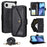 For iPhone Air Leather Case Magnetic Closure Wallet Stand Phone Cover with Crossbody Strap - Black - 1