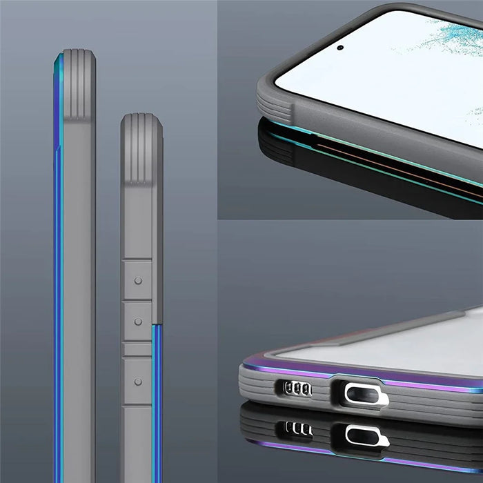 DEFENSE For Samsung Galaxy S22 Ultra 5G Transparent PC+TPU+Aluminum Alloy Phone Case Drop-proof Back Cover - Black - 2
