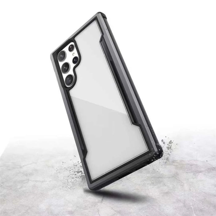 DEFENSE For Samsung Galaxy S22 Ultra 5G Transparent PC+TPU+Aluminum Alloy Phone Case Drop-proof Back Cover - Black - 3