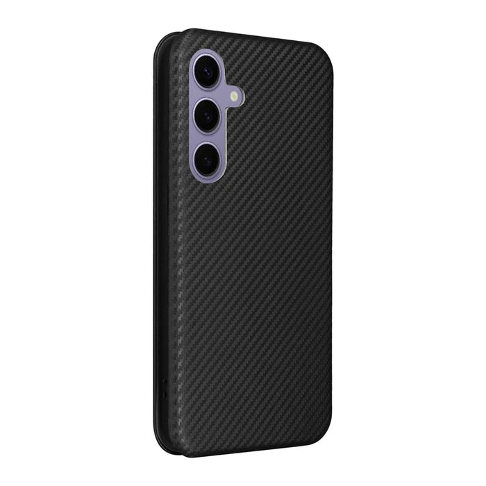 For Samsung Galaxy S25 FE Case Carbon Fiber Texture Drop-Proof PU Leather Phone Cover - Black - 7