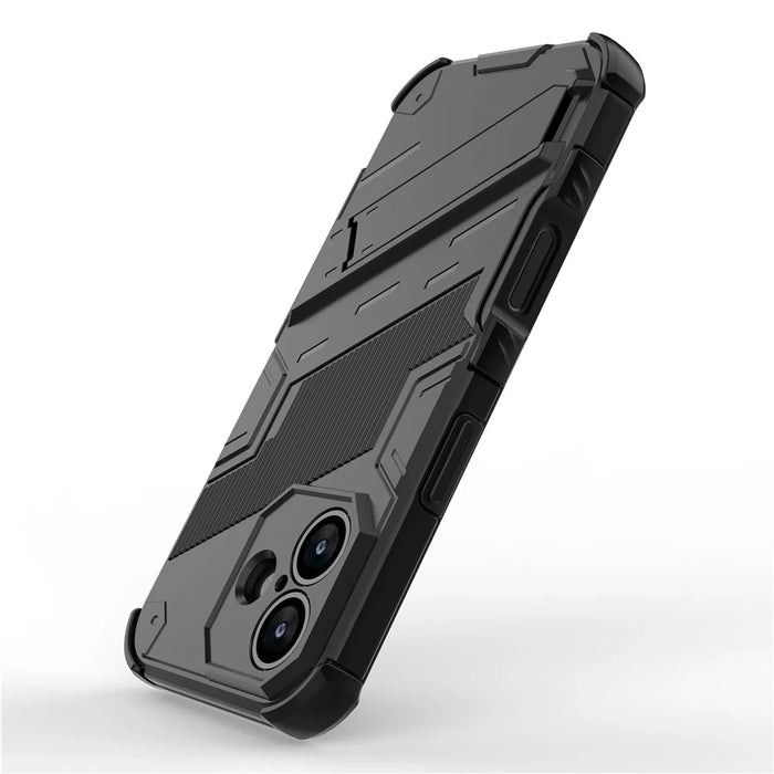 For iPhone 17 Case PC + TPU Shockproof Phone Cover with Kickstand - Black - 3