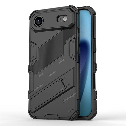 For iPhone Air Case PC + TPU Shockproof Phone Cover with Kickstand - Black - 1