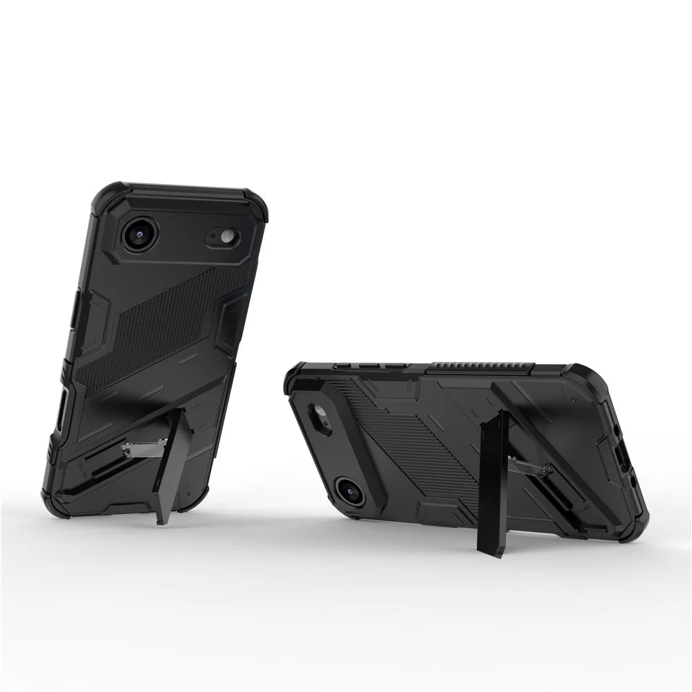 For iPhone Air Case PC + TPU Shockproof Phone Cover with Kickstand - Black - 2