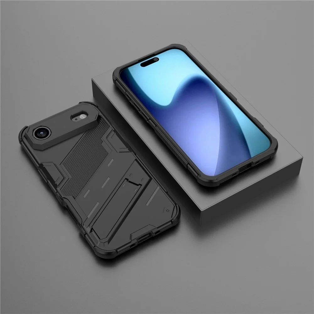 For iPhone Air Case PC + TPU Shockproof Phone Cover with Kickstand - Black - 5