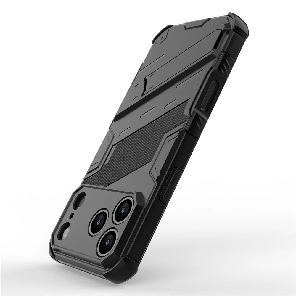 For iPhone 18 Pro / 17 Pro Case PC + TPU Shockproof Phone Cover with Kickstand - Black - 3