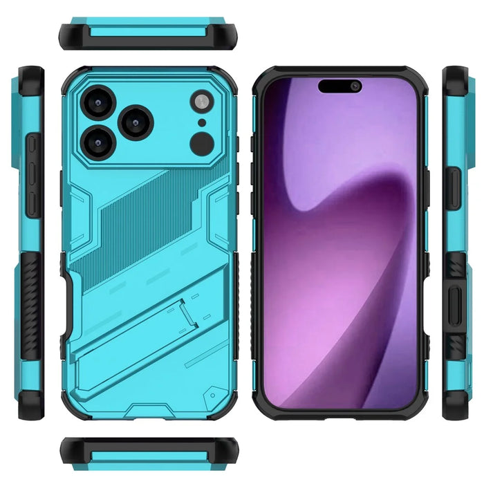 For iPhone 18 Pro Max / 17 Pro Max Case PC + TPU Shockproof Phone Cover with Kickstand - Baby Blue - 4