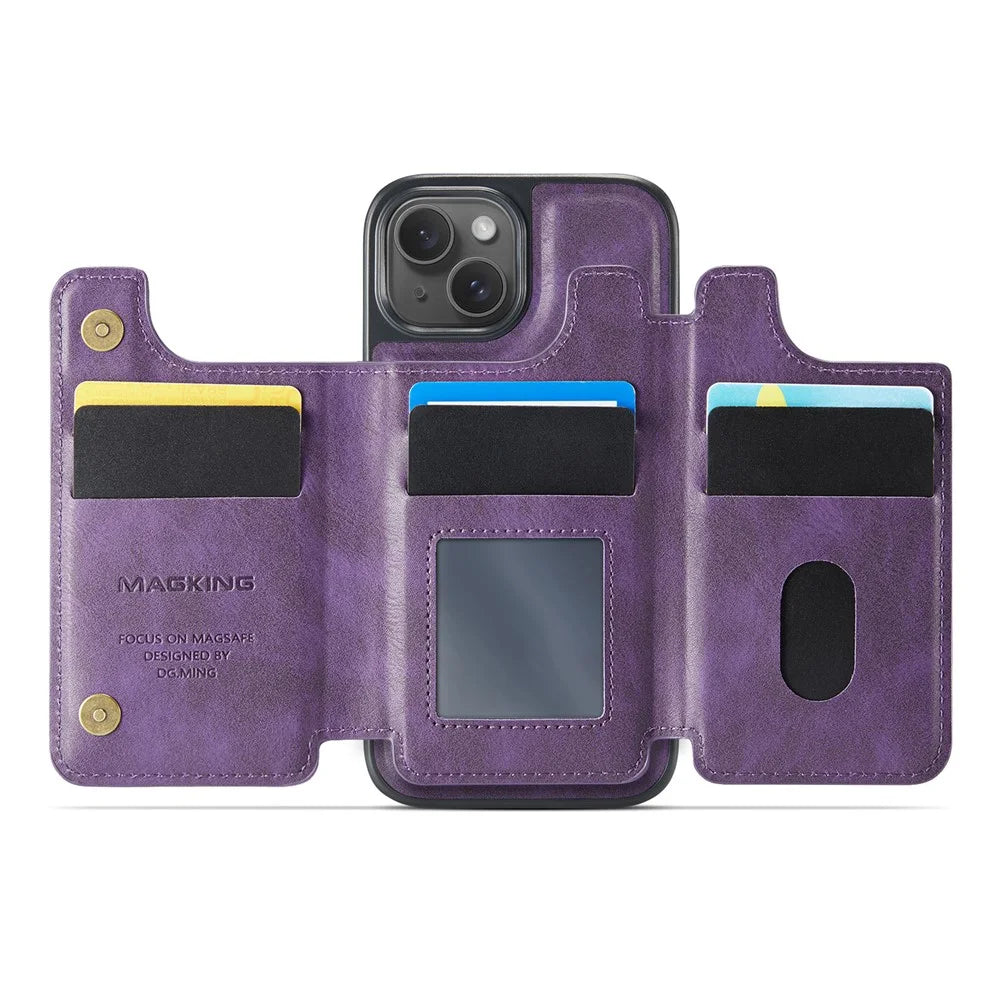 MAGKING K3 Series For iPhone 15 Case Compatible with MagSafe Wallet PC + TPU + PU Phone Cover - Purple - 2