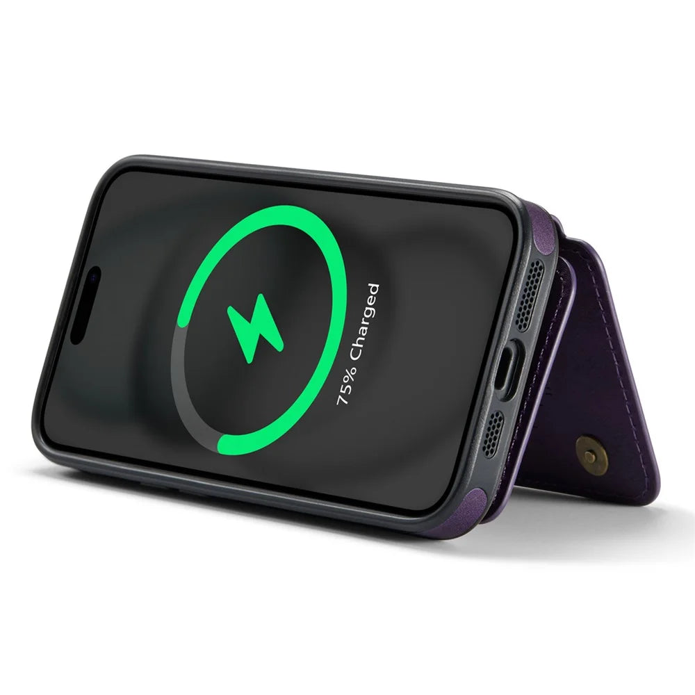 MAGKING K3 Series For iPhone 15 Case Compatible with MagSafe Wallet PC + TPU + PU Phone Cover - Purple - 4