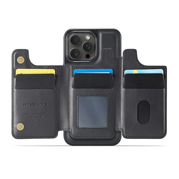 MAGKING K3 Series For iPhone 14 Pro Case Compatible with MagSafe Wallet PC + TPU + PU Phone Cover - Black - 2