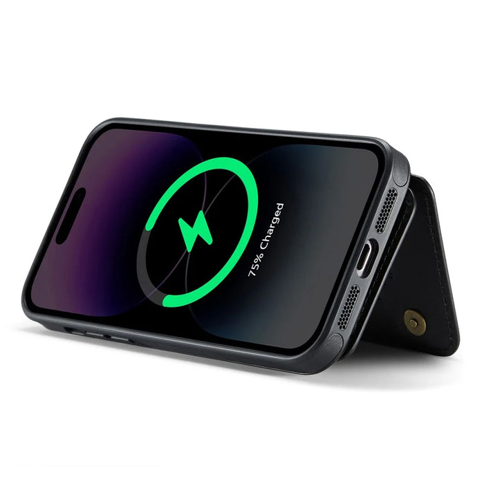 MAGKING K3 Series For iPhone 14 Pro Case Compatible with MagSafe Wallet PC + TPU + PU Phone Cover - Black - 4