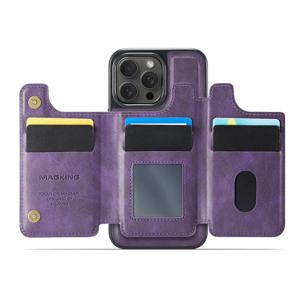 MAGKING K3 Series For iPhone 14 Pro Max Case Compatible with MagSafe Wallet PC + TPU + PU Phone Cover - Purple - 2
