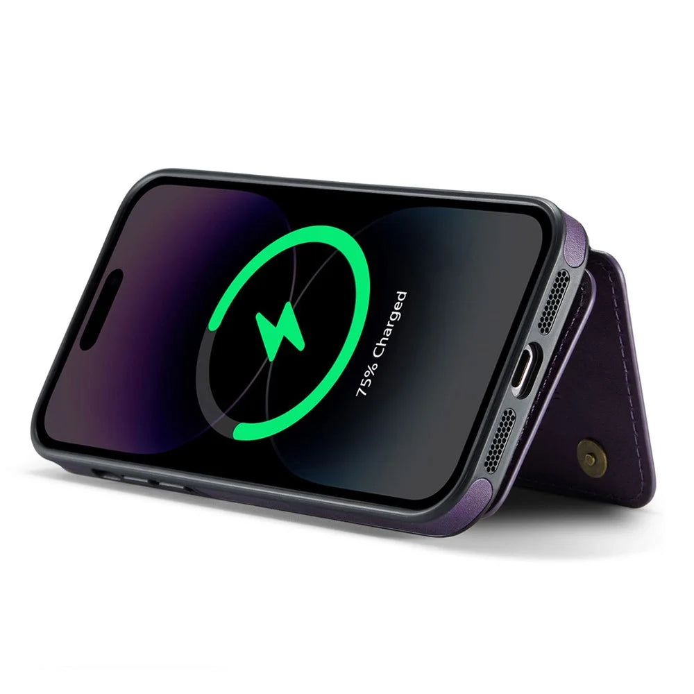 MAGKING K3 Series For iPhone 14 Pro Max Case Compatible with MagSafe Wallet PC + TPU + PU Phone Cover - Purple - 4
