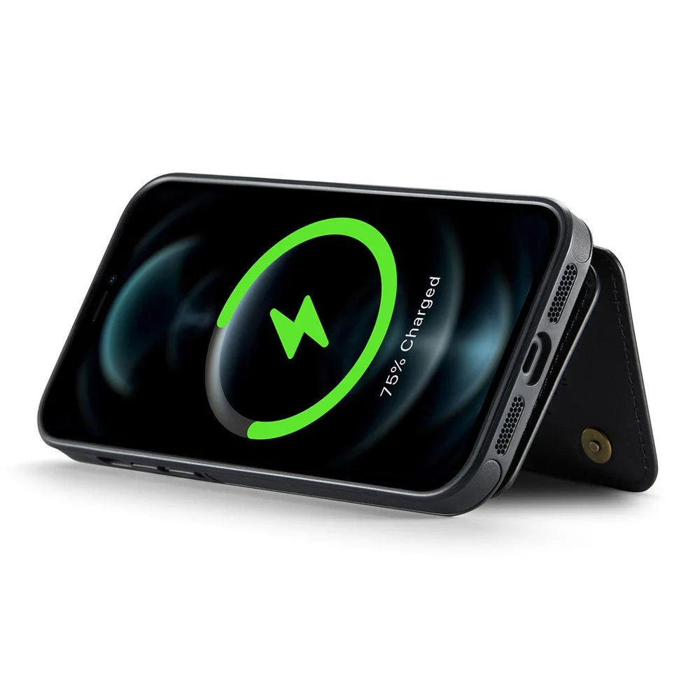 MAGKING K3 Series For iPhone 12 Pro Case Compatible with MagSafe Wallet PC + TPU + PU Phone Cover - Black - 3