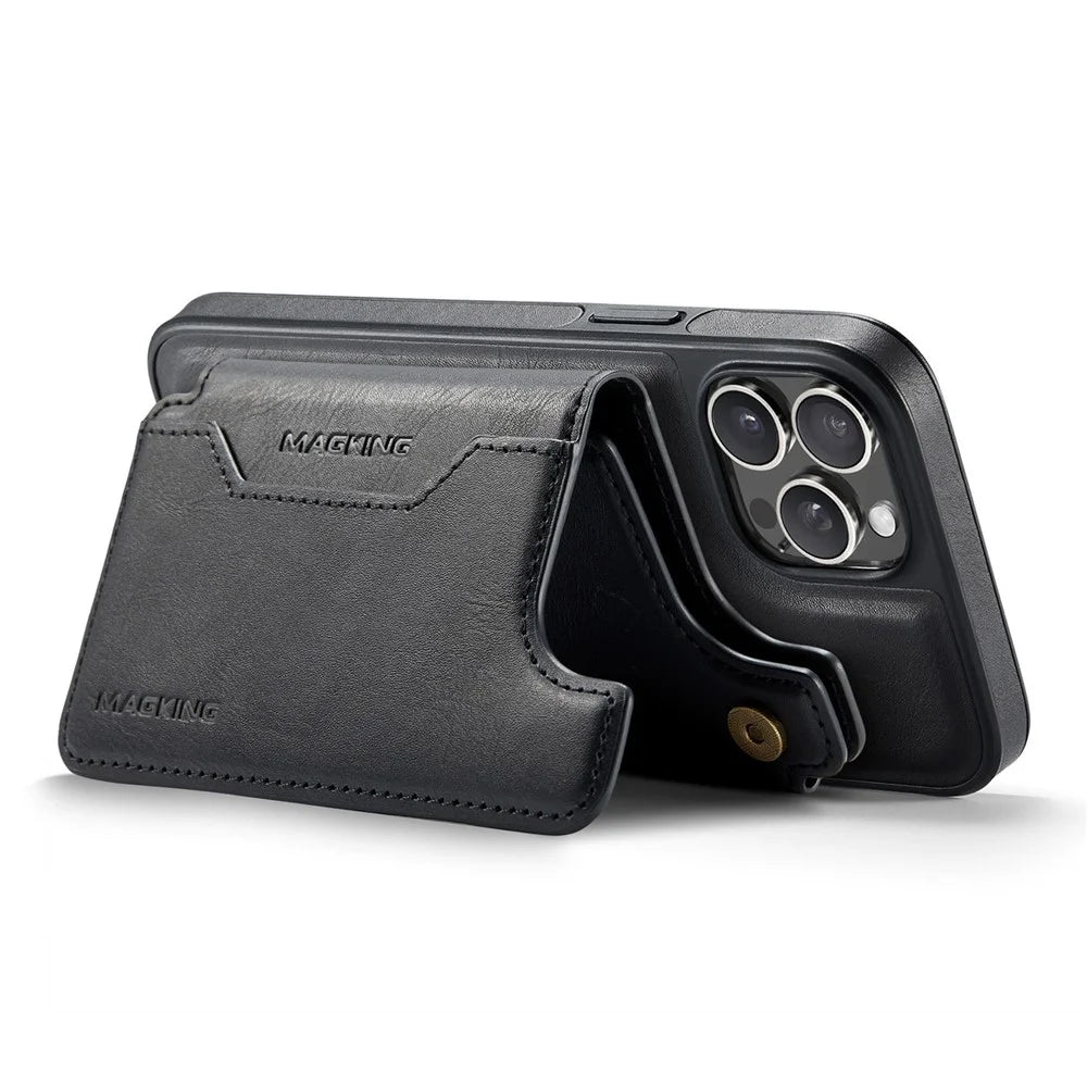 MAGKING K3 Series For iPhone 12 Pro Case Compatible with MagSafe Wallet PC + TPU + PU Phone Cover - Black - 4