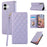 For iPhone 17 Case RFID Blocking Wallet Stand Rhombus Leather Phone Cover with Wrist Strap - Purple - 1