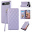 For iPhone Air Case RFID Blocking Wallet Stand Rhombus Leather Phone Cover with Wrist Strap - Purple - 1
