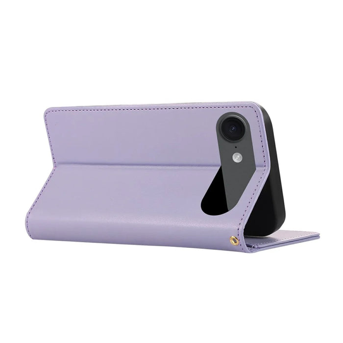 For iPhone Air Case RFID Blocking Wallet Stand Rhombus Leather Phone Cover with Wrist Strap - Purple - 4