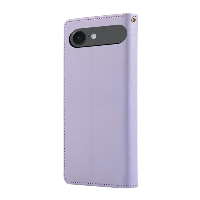 For iPhone Air Case RFID Blocking Wallet Stand Rhombus Leather Phone Cover with Wrist Strap - Purple - 7