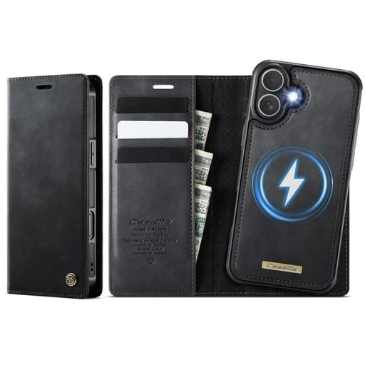 CASEME For iPhone 16 Plus Case  C49  Compatible with MagSafe RFID Blocking Detachable Wallet Leather Phone Cover - Black - 1
