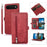 For iPhone Air Case Zipper Pocket 9 Card Slots PU Leather Phone Cover with Wrist Strap - Red - 1