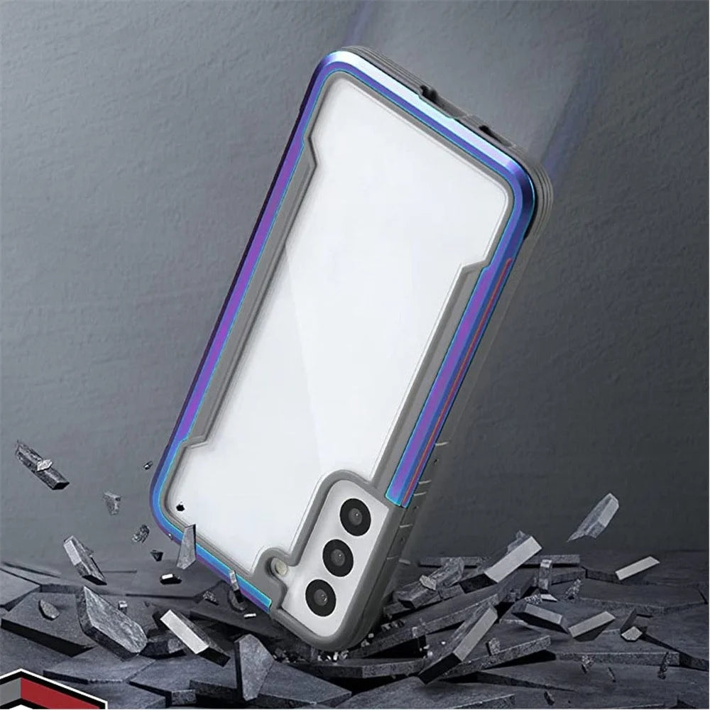 DEFENSE For Samsung Galaxy S22 5G PC+TPU+Aluminum Alloy Transparent Case Shockproof Phone Cover - Black - 4